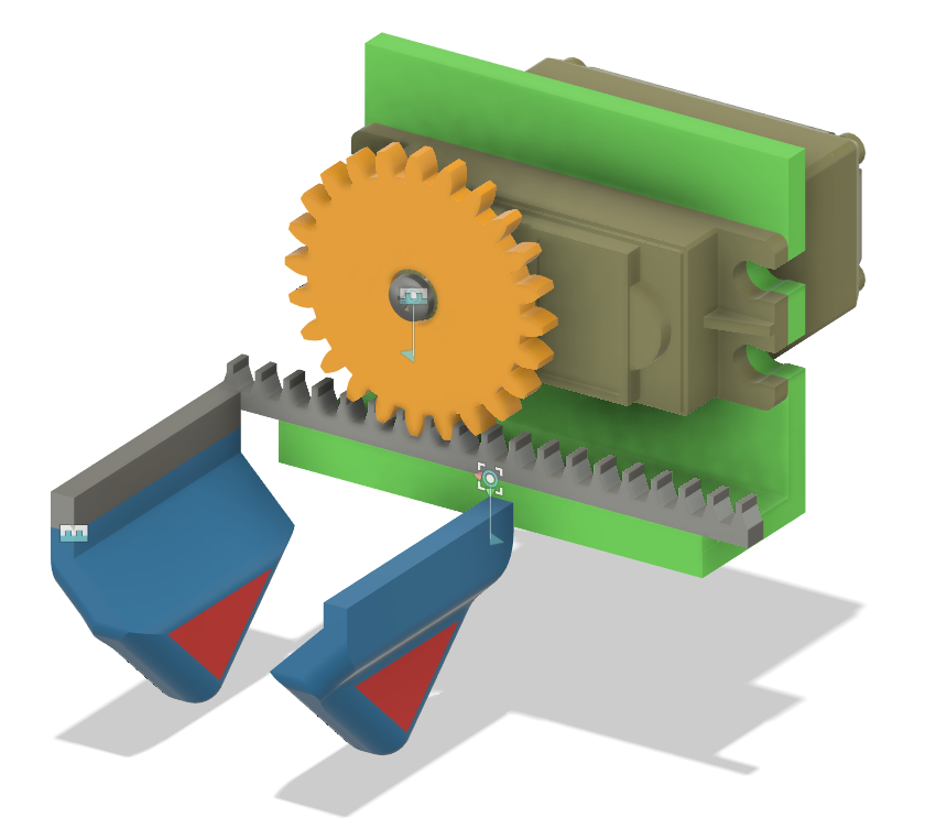 Early triangle claw intake: prototype mechanism iteration.