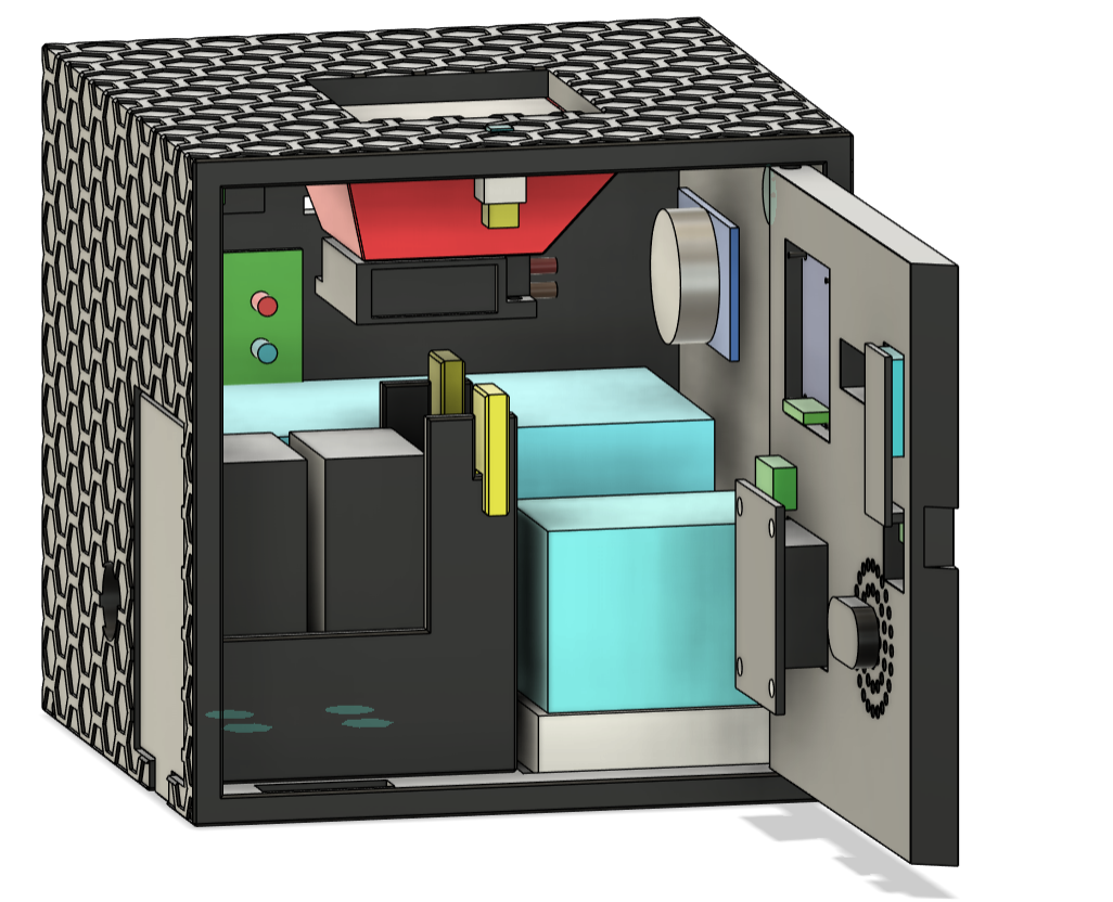 ThermAlarm V1 internal packaging CAD render