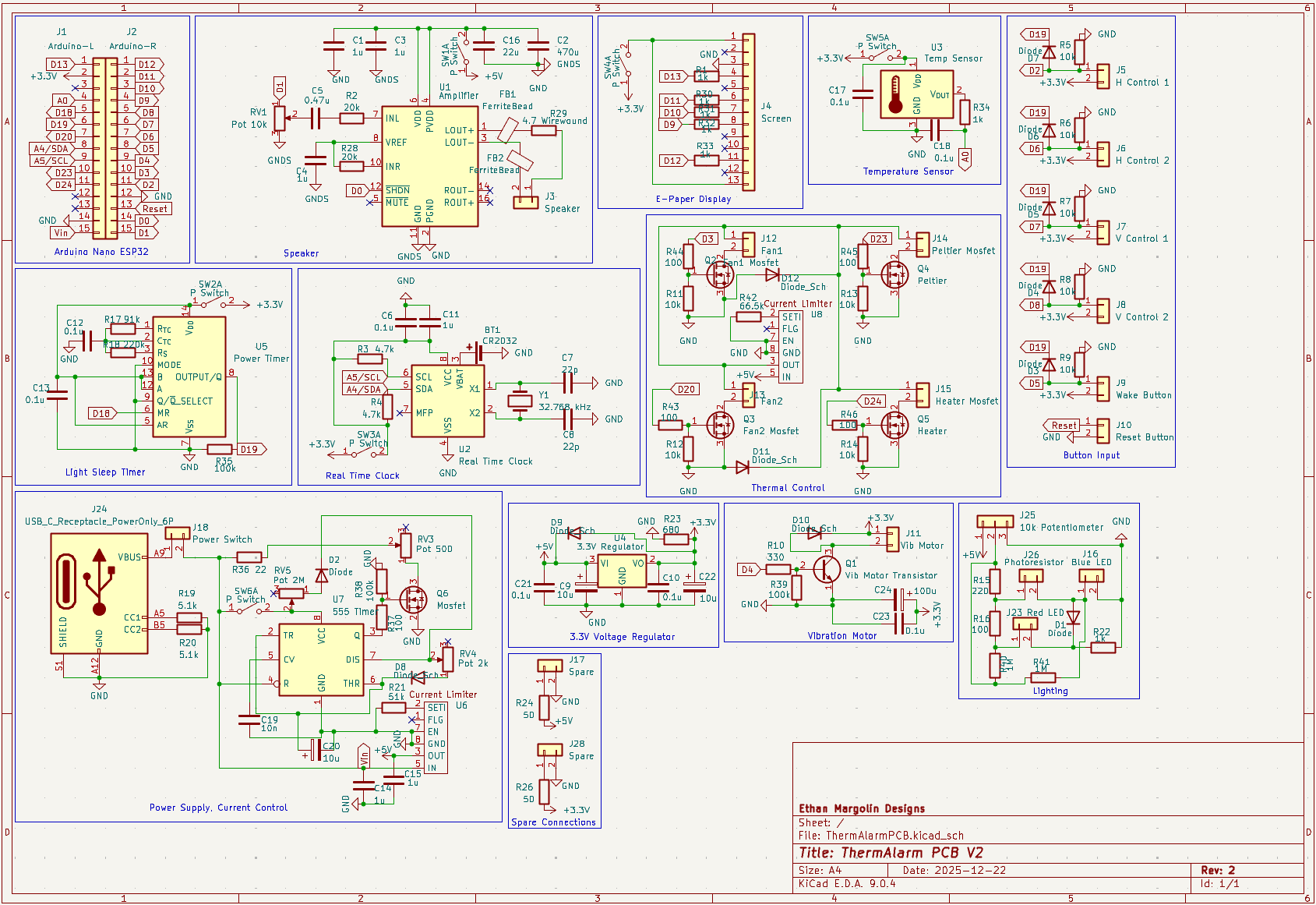 KiCad schematic: system wiring and power architecture.